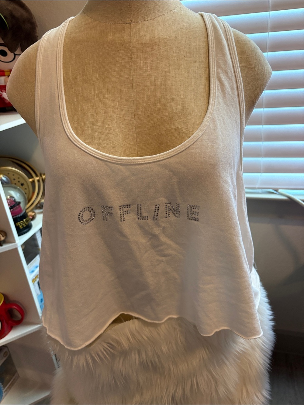 Women's White 'OFFLINE' Tank Top